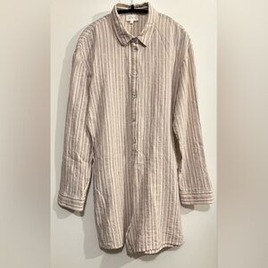 Women’s Beige Striped Long Sleeve Romper